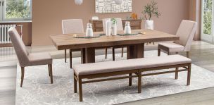 Comedor Rectangular 240 Cm Anka Con Sillas y Banca Anka Mix Café 6 Piezas