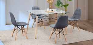 Comedor Rectangular Atlas Con Sillas Angun Gris 5 Piezas