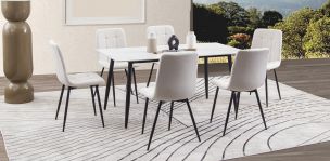 Comedor Rectangular Clever Beige 7 Piezas 