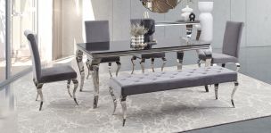 Comedor Rectangular Cristal Elenor Gris