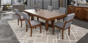 Comedor Rectangular 240 Cm Creta Gris Charcoal 7 Piezas