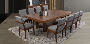 Comedor Rectangular 260 Cm Creta Gris Charcoal 7 Piezas