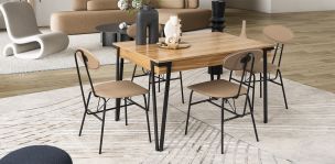 Comedor Rectangular Wally PL Beige 5 Piezas