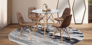 Comedor Redondo Atlas Con Sillas Angun Café 5 Piezas