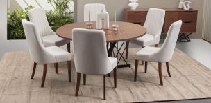 Comedor Redondo Piastri Beige 7 Piezas