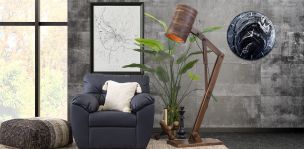 Lámpara De Piso Parota Mongik Café