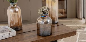 Jarrón Decorativo Balero Cristal Zirconia Café Chico