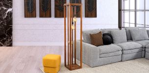 Lámpara De Piso Con Foco Decorativo Parota Eliot Café