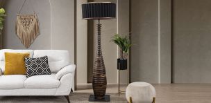 Lámpara De Piso Parota Osage Café