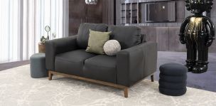 Sofá 2 Plazas Piel Littio Negro