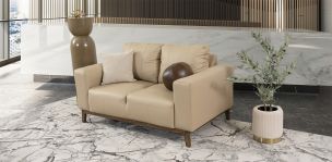 Sofá 2 Plazas Piel Littio Beige