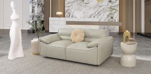 Sofá 2 Plazas Piel Wickens Gris Claro