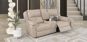 Sofá 2 Plazas Con Reclinables Eléctricos Y Consola Prescot Air Beige