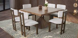 Comedor Malta Con Sillas Pissa Gris 7 Piezas