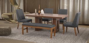 Comedor Rectangular Marbella Gris 6 Piezas