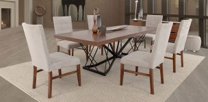 Comedor Rectangular 240 Cm Piastri Con Sillas Versalles Beige 7 Piezas