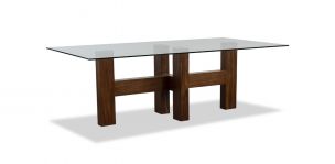 Mesa Comedor Rectangular De Cristal 220 X 110 Cm Praga Café