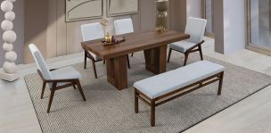 Comedor Marbella Con Sillas Y Banca Praga Mix Gris 6 Piezas