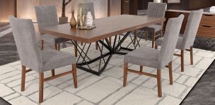 Comedor Rectangular 240 Cm Piastri Con Sillas Versalles Gris 7 Piezas