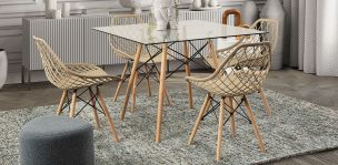 Comedor Cuadrado Atlas Con Sillas Caser Beige 5 Piezas