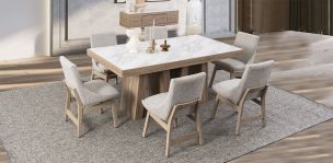 Comedor Rectangular Casa Anahí Odette Jp Beige 7 Piezas