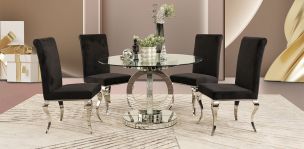 Comedor Redondo Genesis Con Sillas Elenor Negro 5 Piezas