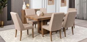Comedor Rectangular 180 Cm Anka Con Sillas Anka Mix Café 7 Piezas
