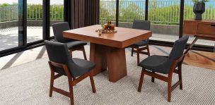 Comedor Odette Con Sillas Gris 5 Piezas