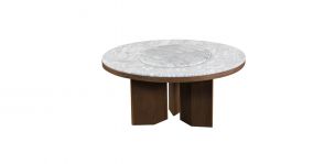 Mesa Comedor Redonda De Mármol 160 Cm Rivet CL Blanco