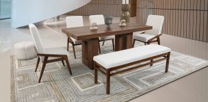 Comedor Marbella Con Sillas Y Banca Praga Mix Beige 6 Piezas
