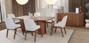 Comedor Rectangular Abu Dabi Café 7 Piezas