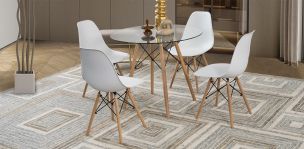 Comedor Redondo Atlas Con Sillas Blanco 5 Piezas