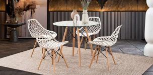 Comedor Redondo Atlas Con Sillas Caser Blanco 5 Piezas