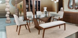 Comedor Cristal Ovalado Gio Blanco 6 Piezas