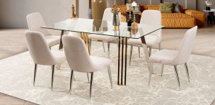 Comedor Rectangular Clarkson Beige 7 Piezas