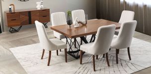 Comedor Rectangular 180 Cm Piastri Beige 7 Piezas
