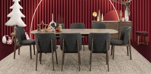 Comedor Rectangular Graz Gris 9 Piezas