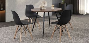 Comedor Redondo Marla Con Sillas Atlas Negro 5 Piezas