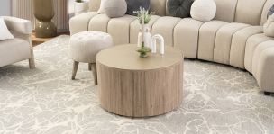 Mesa De Centro Redonda 80 Cm Casa Anahí Claire Café/Dorado