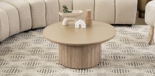 Mesa De Centro Redonda 80 X 35 Cm Casa Anahí Grado Café/Dorado