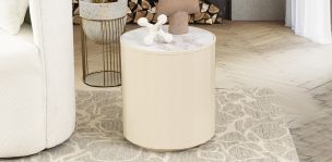 Mesa Lateral Redonda 40 Cm Casa Anahí Claire Beige