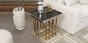 Mesa Lateral Cuadrada King Dorado