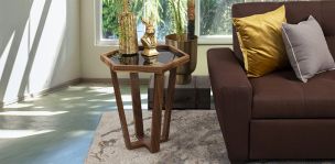Mesa Lateral Hexagonal Cristal Grande Victory Negro