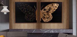 Cuadro Decorativo Al Oleo Mariposa CL Dorado