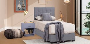 Recámara Individual Anfield Con Buró Naro Gris 2 Piezas