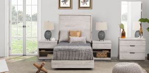 Recámara Individual Haití Con Burós Jr Blanco 3 Piezas