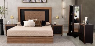 Recámara King Size Antea Café Nogal 5 Piezas