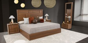 Recámara King Size Atenas Café Parota 4 Piezas