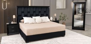 Recámara King Size Chicago Negro 4 Piezas