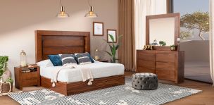 Recámara King Size Cindy Nogal 4 Piezas